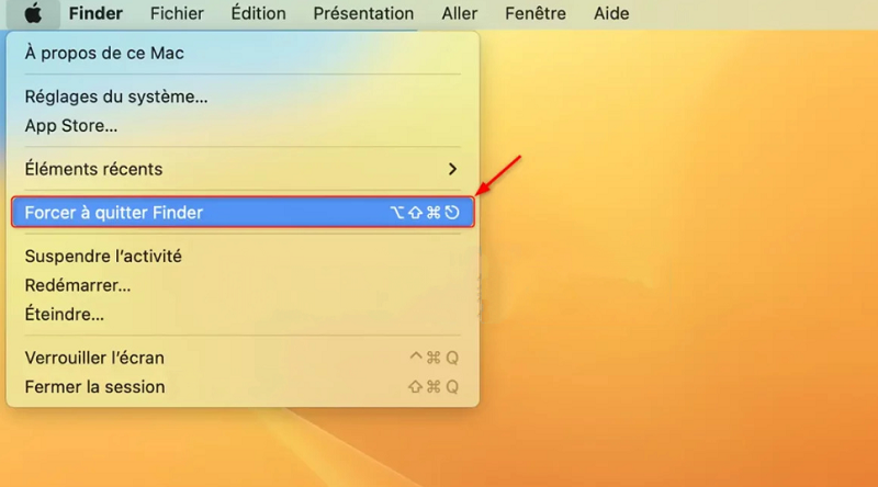 Finder forcer à quitter