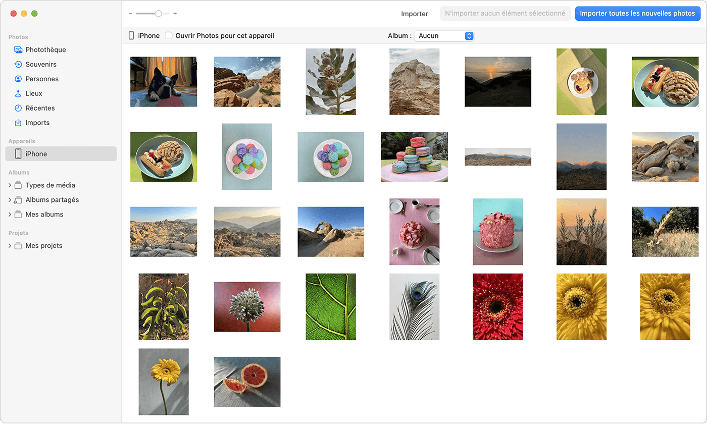 Sélectionnez les photos